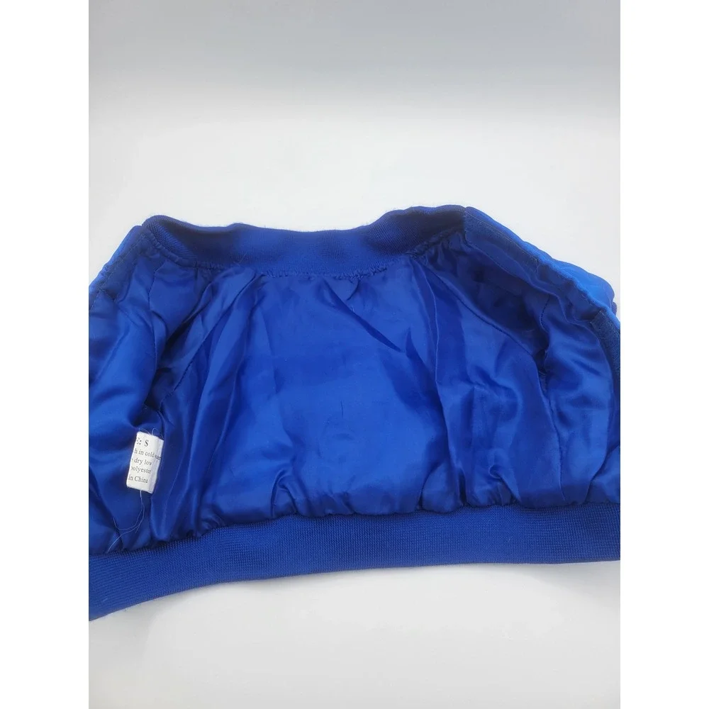 K-9U Blue Satin Dog Varsity Jacket Small Embroidered Pet apperal Bomber Coat‎